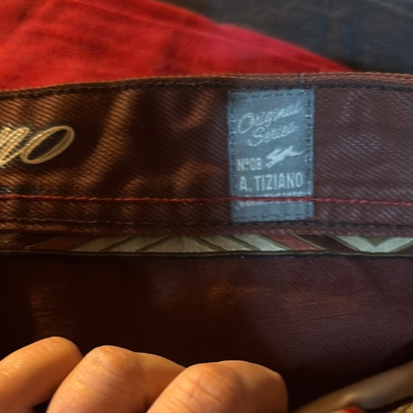 Burgundy Slim Jeans with Glossy Red Paint Effect - Picture 5 of 8